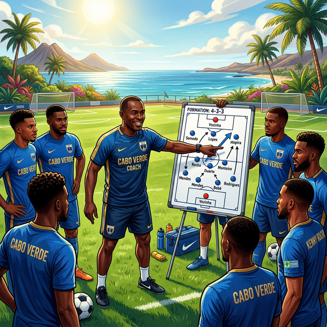 Bubista and his Blue Sharks: a team built on organisation, belief and Atlantic resilience Cabo Verde coach Bubista (2025 CAF Coach of the Year) drilling his players in the Blue Sharks' trademark 4-3-3 system ahead of the 2026 World Cup